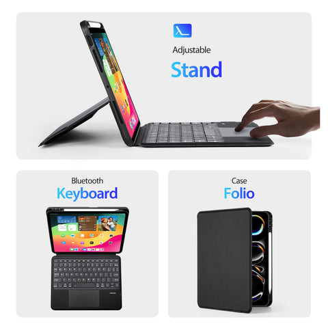 iPad Pro 11 2024-2025 Keyboard Folio with Backlit Bluetooth Keys & Precision Trackpad – Black