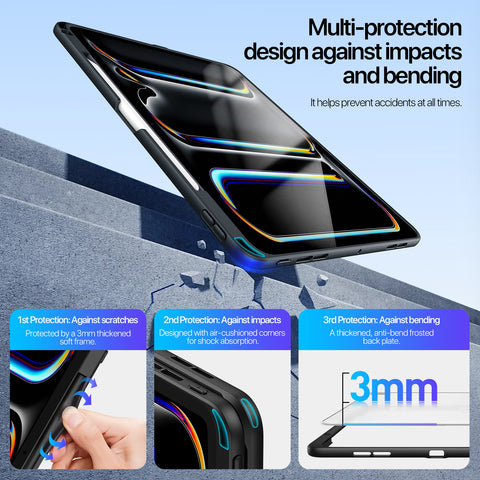 iPad Pro 11 2024/2025 Protective Case with Built-in Adjustable Stand – Black