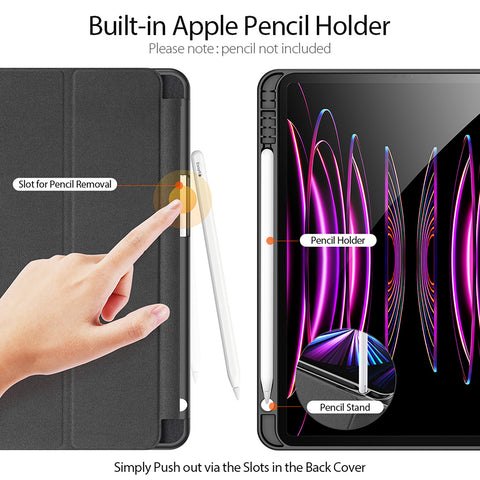 iPad Pro 11 Case – Black Smart Cover with Apple Pencil Holder and Viewing Stand