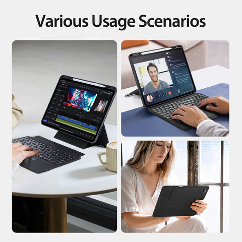 iPad Pro 13 2024-2025 Magnetic Keyboard Folio with Backlit Keys & Multi-Touch Trackpad – Black