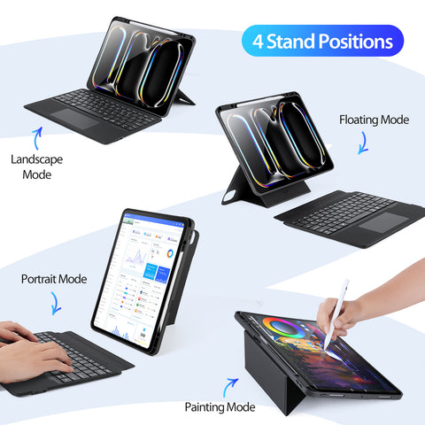 iPad Pro 13 2024-2025 Magnetic Keyboard Folio with Backlit Keys & Multi-Touch Trackpad – Black