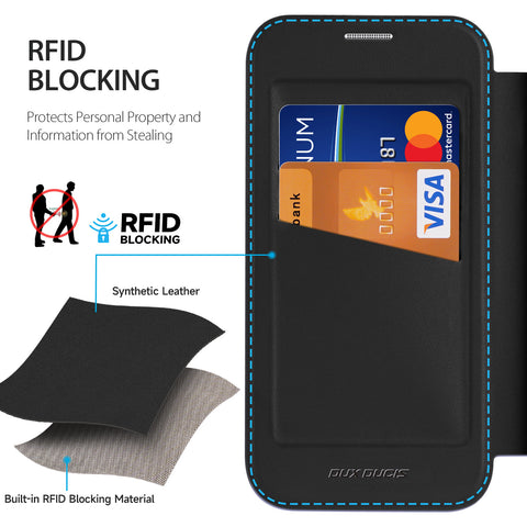 iPhone 14 Pro Wallet Case with Card Slots Folio Cover - Black