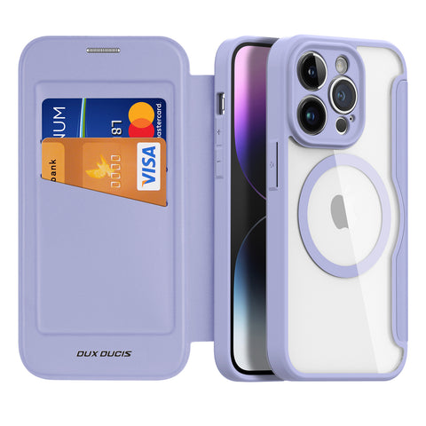 iPhone 14 Pro Wallet Case with Card Slots Screen Protection - Purple