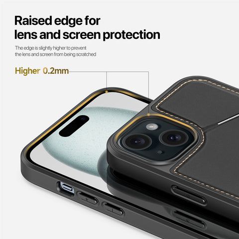 iPhone 15 Case - Magnetic Case with Stand - Black