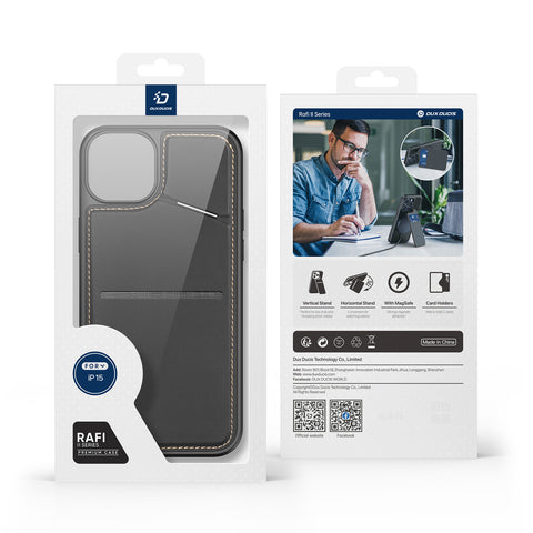 iPhone 15 Case - Magnetic Case with Stand - Black