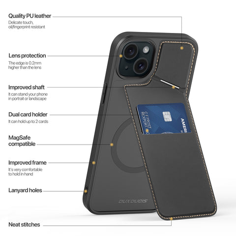 iPhone 15 Case - Magnetic Case with Stand - Black