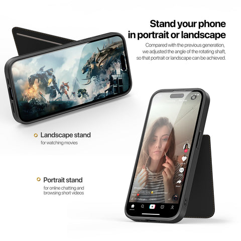 iPhone 15 Case - Magnetic Case with Stand - Black