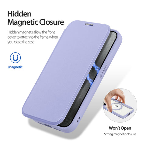 iPhone 15 Pro Wallet Case Supports Wireless Charging - Purple