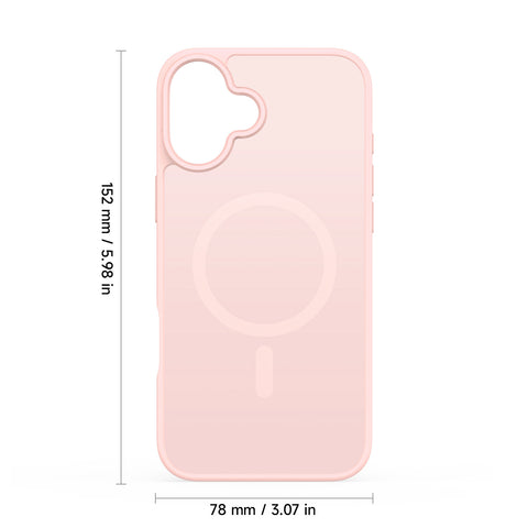 Scratch-resistant pink iPhone 16 case with a frosted finish