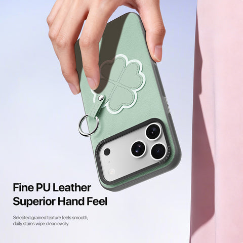iPhone 17 Pro Max / 18 Pro Max Lucky Clover Case with Ring Holder & Wrist Strap