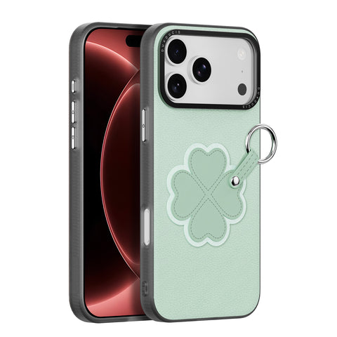 iPhone 17 Pro Max / 18 Pro Max Lucky Clover Case with Ring Holder & Wrist Strap
