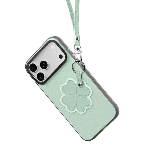 iPhone 17 Pro Max / 18 Pro Max Lucky Clover Case with Ring Holder & Wrist Strap