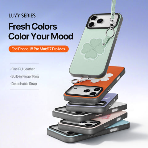 iPhone 17 Pro Max / 18 Pro Max Lucky Clover Case with Ring Holder & Wrist Strap