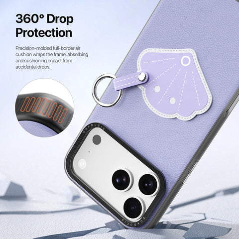 iPhone 18 Pro Max / 17 Pro Max Purple Seashell Case with Ring Holder & Wrist Strap