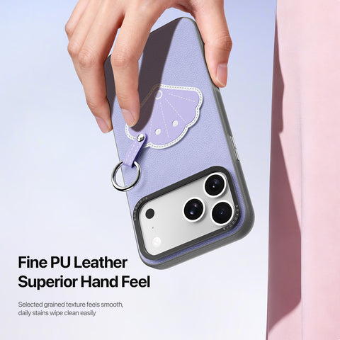 iPhone 18 Pro Max / 17 Pro Max Purple Seashell Case with Ring Holder & Wrist Strap