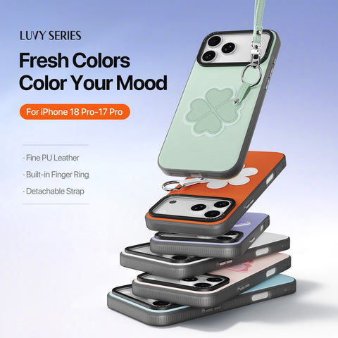 iPhone 18 Pro / 17 Pro Lucky Clover Case with Ring Holder & Wrist Strap