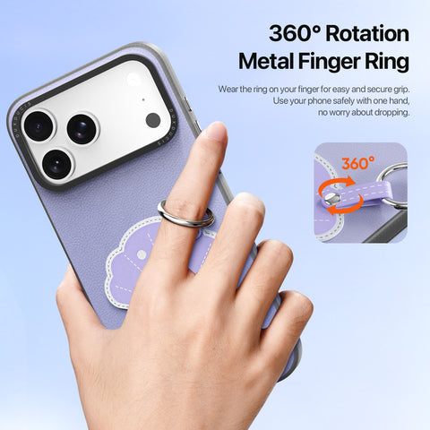 iPhone 18 Pro / 17 Pro Purple Seashell Case with Ring Holder & Wrist Strap