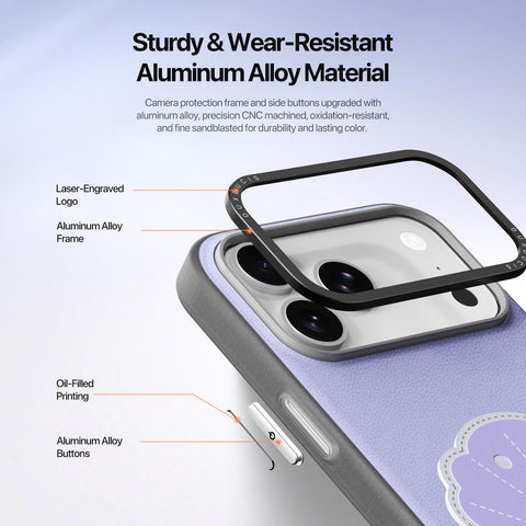 iPhone 18 Pro / 17 Pro Purple Seashell Case with Ring Holder & Wrist Strap