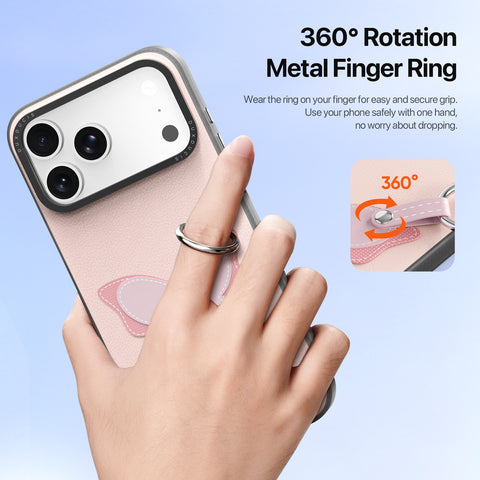 iPhone 18 Pro / 17 Pro Pink Butterfly Case with Ring Holder & Wrist Strap