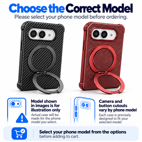 iPhone Duo Carbon Fibre Texture Case with Built-in Ring Kickstand - Smooth Texture