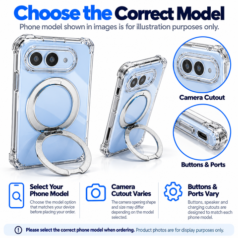 iPhone Duo Clear Case with Built-in Ring Kickstand - Wireless Charging Supported