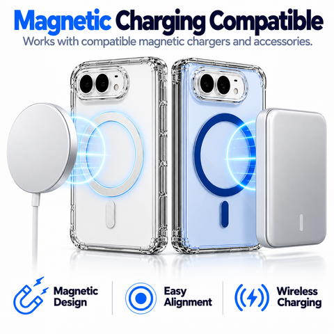 iPhone Duo Clear Magnetic Case with Hinge Protection - Wireless Charging Compatible