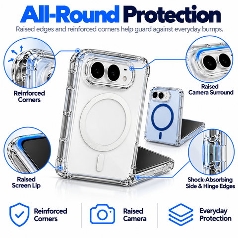 iPhone Duo Clear Magnetic Case with Hinge Protection - Wireless Charging Compatible