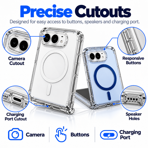 iPhone Duo Clear Magnetic Case with Hinge Protection - Wireless Charging Compatible
