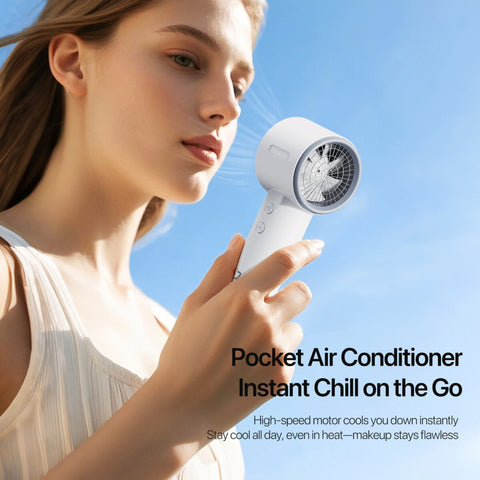 Mini Handheld Fan, 5-Speed Adjustable Airflow, USB-C Charging and Battery Level Display