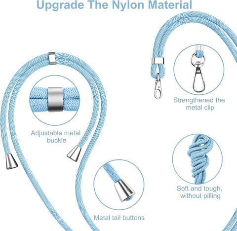 Light Blue Premium Phone Lanyard – Adjustable 80cm & Zinc Alloy Clip