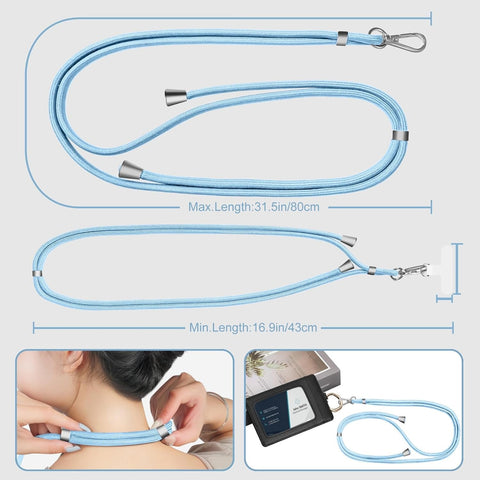 Light Blue Premium Phone Lanyard – Adjustable 80cm & Zinc Alloy Clip