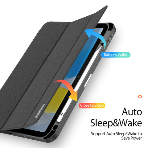 iPad 10th / 11th Gen Case – Black Smart Case with Pencil Holder & Auto Sleep