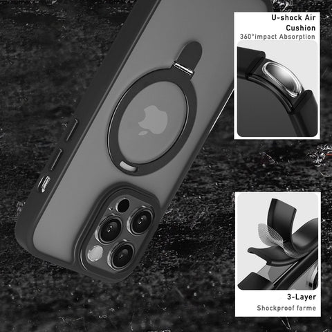 iPhone 15 Pro Max Phone Case with Magnetic Kickstand - 3-layer