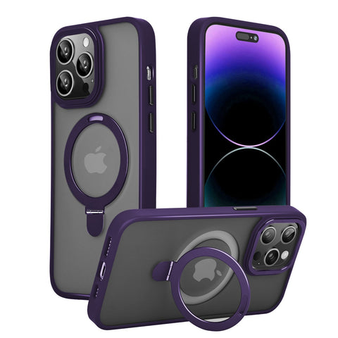 iPhone 15 case with magnetic kickstand and smooth matte finish.