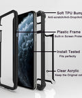 Rugged iPhone 15 Pro Max case featuring a transparent back and elevated edges for full protection.