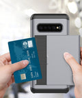 Durable phone case with card holder for Galaxy S10 Plus.