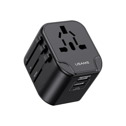 USAMS Universal Travel Power Adapter 12W Dual USB-A Ports