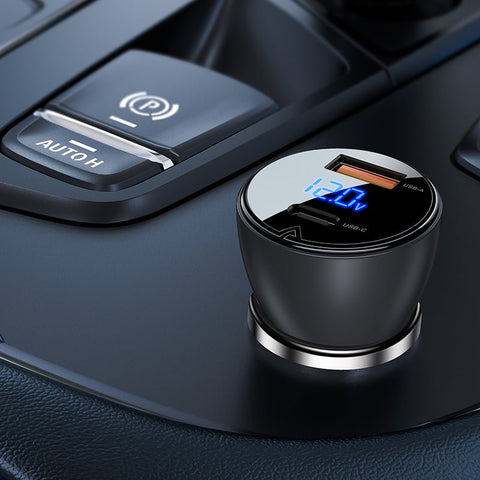 ACEFAST Fast Car Charger 63W (USB-A+USB-C) with Voltage Display - B6 - Easy Gadgets