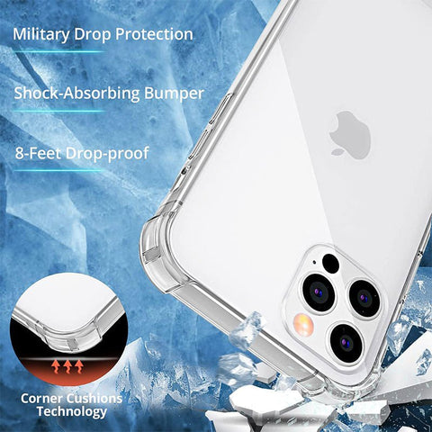 Apple iPhone 12 Clear Case with Shockproof TPU Bumpers, Anti-Scratch, Transparent HD Clear - Easy Gadgets