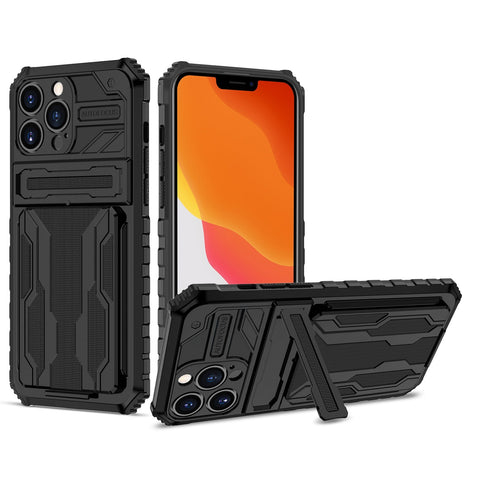 Apple iPhone 12 Pro Max Cases Military-Grade Drop Proof PC+Soft TPU Protective Cover with Hidden Card Slot Bracket Protective Cover for iPhone - Easy Gadgets