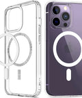 Clear MagSafe case for iPhone 14 Plus with shock absorption.