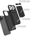 Apple iPhone 14 Pro Max Case Military-Grade Drop Proof PC+Soft TPU Protective Cover with Hidden Card Slot Bracket Protective Cover for iPhone - Easy Gadgets