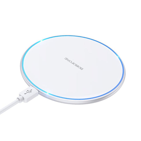 Borofone Wireless Charging Pad, Up to 15W Wireless Charging, Support iPhone, Samsung, Huawei Wireless Charging, Breathing Light - Easy Gadgets