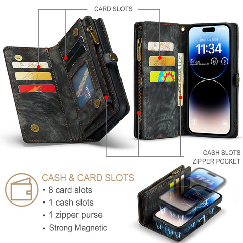 CaseMe Detachable Wallet Phone Case for iPhone 12 Pro, Coin Pocket, Card Slots and Cash Pocket - Easy Gadgets