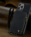 CaseMe iPhone 14 Leather Zipper Wallet Case with Wrist Strap and RFID Blocking Card Slots - Easy Gadgets
