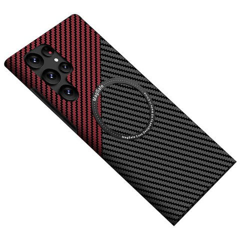 EASY GADGETS Galaxy S21 Ultra Carbon Fiber Texture Phone Case with Magnetic Ring - Easy Gadgets