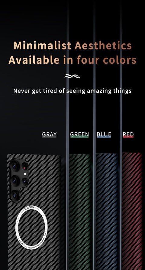 EASY GADGETS Galaxy S21 Ultra Carbon Fiber Texture Phone Case with Magnetic Ring - Easy Gadgets