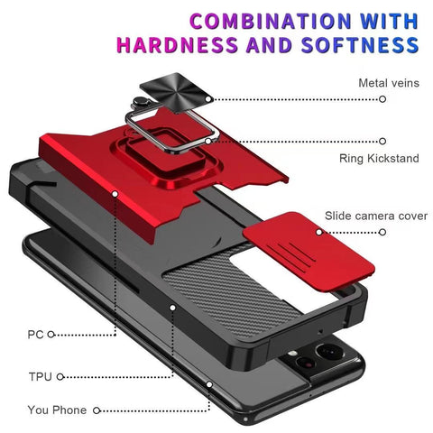 EASY GADGETS Galaxy S21 Ultra Rugged Phone Case with Cardholder and Kickstand - Easy Gadgets