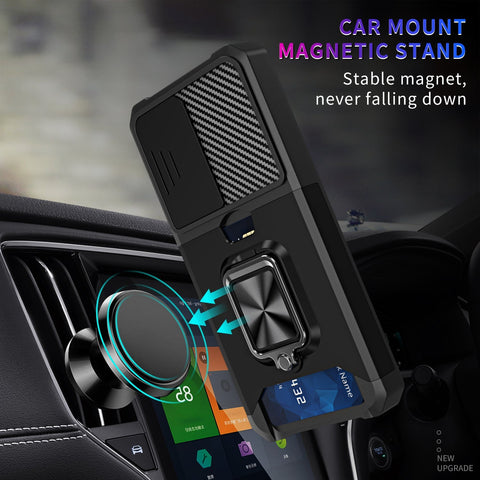 Galaxy S22 Plus Rugged Phone Case with Cardholder and Kickstand - Magnetic 