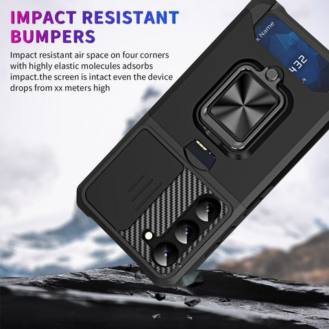 Galaxy S22 Plus Rugged Phone Case with Cardholder and Kickstand Four Corners